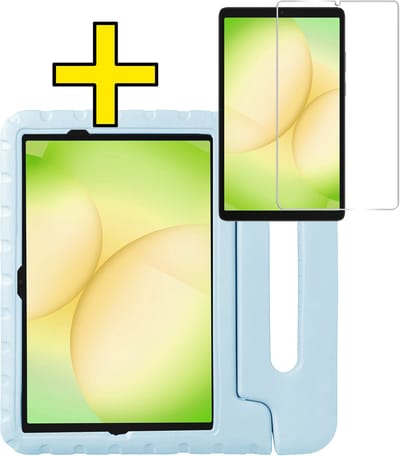 Hoes - Geschikt voor Samsung Galaxy Tab A11 Plus - Met Screenprotector - Kinderhoes Shockproof Bumper - Kidsproof Case - Tablet Hoesje - Kinder Hoesje Cover - Sky