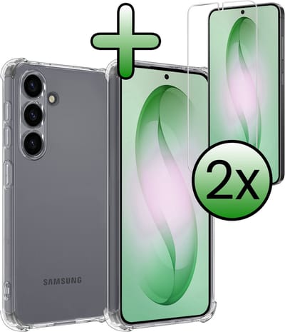 Hoesje Met Screenprotector - 2 Stuks - Geschikt voor Samsung Galaxy S26 - Sterk & Shockproof - Siliconen Case - Back Cover - Telefoon Hoes - Shock Proof - Transparant