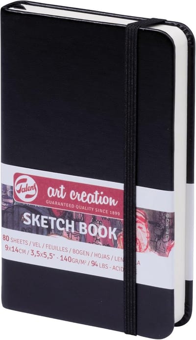 Zwart Schetsboek 9x14cm - 140g Tekenpapier voor Potlood, Pastel, Acryl, Inkt en Houtskool