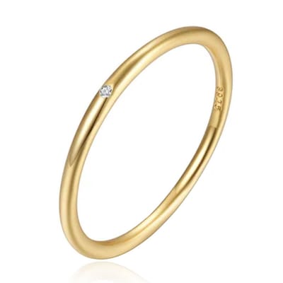 Elenza Thin .925 Zilveren Ring met Gouden Plating en Zirconia – 1mm-18mm
