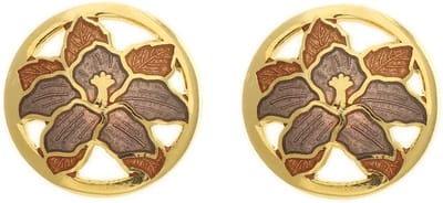 Behave - Oorclips dames - bloemmotief - bruin - 1,5 cm - vintage