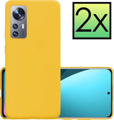 Hoesje - 2 Stuks - Geschikt voor Xiaomi 12X - Sterk & Shockproof - Case Siliconen - Back Cover - Telefoon Hoes - Geel