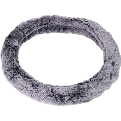 Universele 15 inch Stuurwielhoes Imitatie Wol Pluche Auto Stuurwielbeschermer Interieur grijze kleur