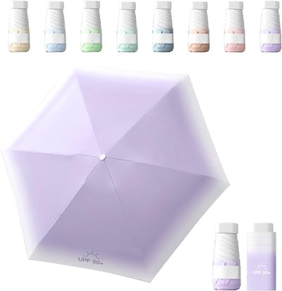 Mini Zak UV Beschermings Parasol - UPF 50+ Compact Opvouwbare Zonnescherm - Lichtgewicht Kleine Capsule Paraplu voor Vrouwen Buiten Reizen Zon en Regen
