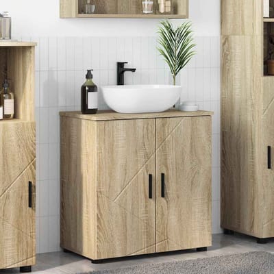 vidaXL - Badkamerkast - Sonoma - Eik - 61 - x - 35 - x - 64 - cm - Bewerkt - hout, - Metaal