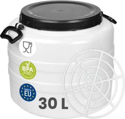 Garronda 30L met Persring - Vat met wijde hals - Kuilvoer in vat – Bagagetrommel – Gistingsvat – Gistingscontainer – Voerton