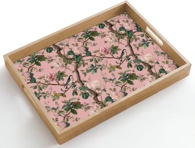 Dienblad hout 50x35 cm - Schootdienblad - Pioenrozen - Botanisch - Vogel - Borrelplank rechthoek - Plateau dienbladen