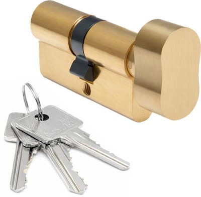 Knopcilinder messing 30/30 - incl. 3 snijsleutels - deurcilinder met knop, cilinderslot