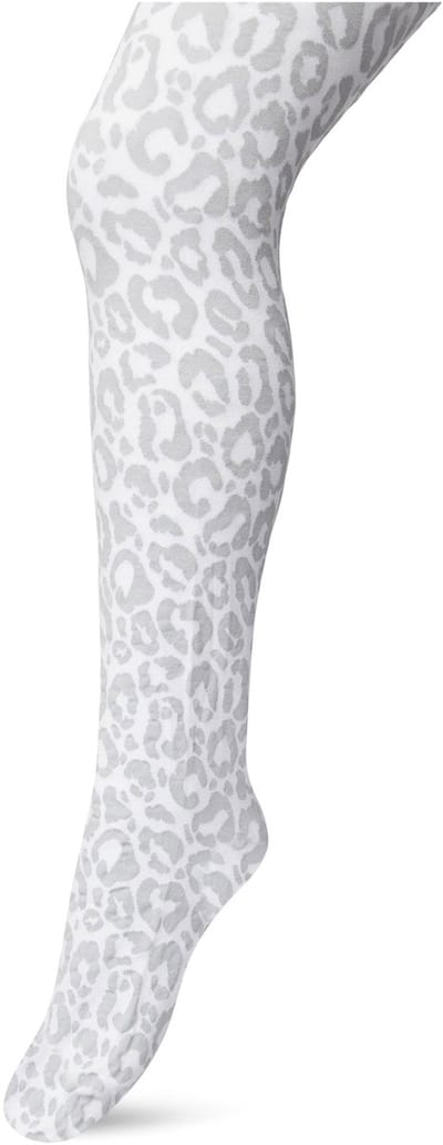 Bonnie Doon Kinder Panty met Panter Print 100 Denier maat 92/110 XS Wit - Uitstekend Draagcomfort - Meiden Panty - Meisjes - Kinderen - Kids - Zebraprint - Dierenprint - Gladde Naden - Perfecte Pasvorm - White - BP213904.103