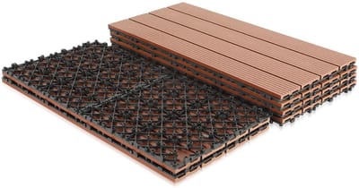 WPC Terrasplanken Set - Houten Tegels - Buiten Gebruiken - Klik Systeem - 30x60cm 1m2 - Bruin