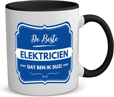Akyol - de beste elektricien koffiemok - theemok - zwart - Elektricien - een elektricien - werk - afscheidscadeau - verjaardagscadeau - 350 ML inhoud