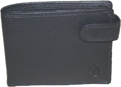 Oi zwarte leren herenportemonnee met lip / klein laag model billfold met klep naar links / compacte herenbeurs afsluitbaar / RFID SAFE / zwart leer / 565
