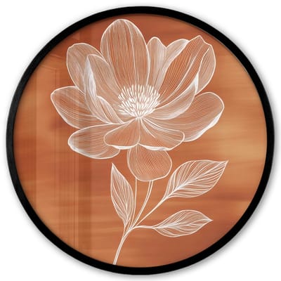 Poster in lijst Rond - Fotolijst 40x40 cm - Posters - Bloem - Minimalistisch - Wit - Ronde posterlijst zwart - Decoratie - Wanddecoratie woonkamer - Muurdecoratie slaapkamer