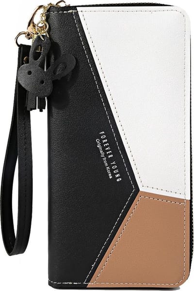 ZILOU® Portemonnee Dames Leer - met Rits - tot 24 Pasjes - Dames Portefeuille met Telefoonvak - Zwart