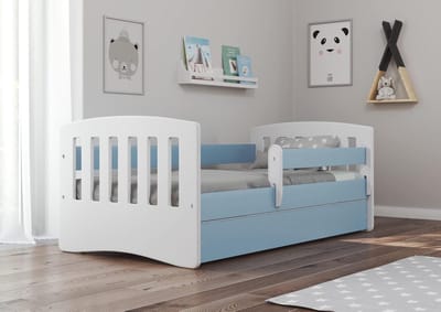 Kinderbed Grijs/Blauw 80x160 of 80x180 met Valbeveiliging, Matras en Lade - Veilig Tienerbed