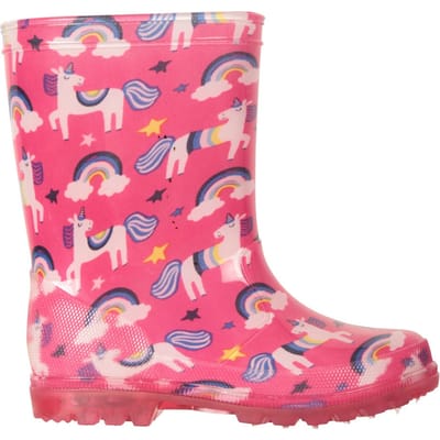 Mountain Warehouse Kinder/Kinder Splash Unicorn en Regenboog Lichtgevende Wellington Laarzen (Helder Roze)