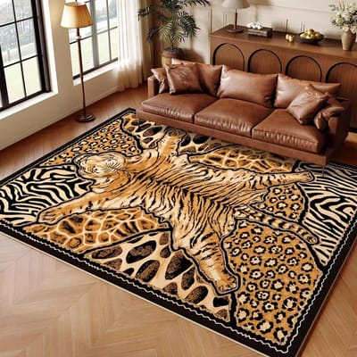 Luxe Stijlvolle Dierenprint Tapijttegel Tijger Zebra Luipaard Vloerkleed Bruin Zwart Goud Woonkamer Bankgedeelte Huisdecoratie Modern Tapijt 50X80CM