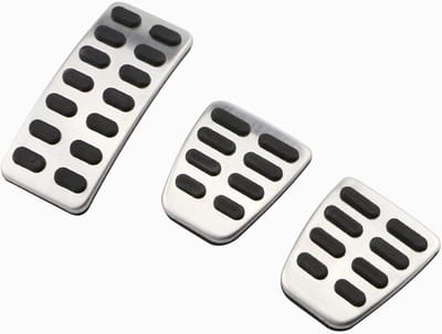Autopedaal Covers - Pedaalbekleding RVS - Verbeteren Rijervaring - Antislipoppervlak - Set van 3 of 4 - Zilver Zwart