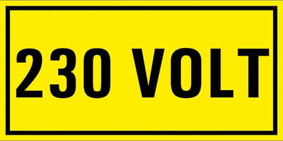 230 volt sticker 100 x 50 mm