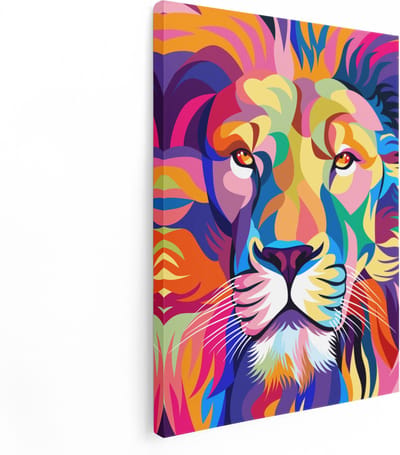 Artaza Canvas Schilderij Leeuwenkop - 30x40 cm - Klein - Muurdecoratie Abstract - Wanddecoratie Woonkamer - Kamer Accessoires Popart