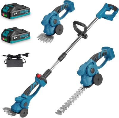 Ergonomische Accu Heggenschaar met Telescopische Steel en Wielen - 2-in-1 Gras- en Buxusschaar - 18V Li-Ion
