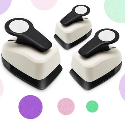 QTTVBTNA - Ronde Paper Craft Hole Puncher - Kinder DIY Handwerk - Creatief Knutselen - Geschikt voor Kaarten, Enveloppen en Scrapbooken - Zwart-Wit - 2,5 cm/1,6 cm/0,9 cm - Set van 3