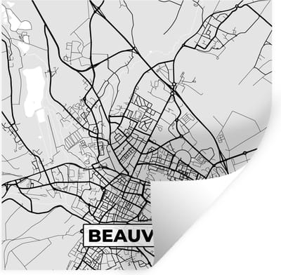 Muurstickers - Sticker Folie - Beauvais - Frankrijk - Plattegrond - Kaart - Stadskaart - 100x100 cm - Plakfolie - Muurstickers Kinderkamer - Zelfklevend Behang XXL - Zelfklevend behangpapier - Stickerfolie