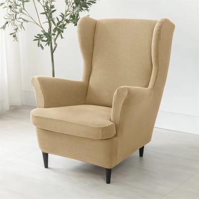 Housse Élastique pour Fauteuil Ailes Polaire Stretch Housse pour Fauteuil à Dossier Haut Housse de Coussin de Siège Housse de Canapé pour Salon Maison