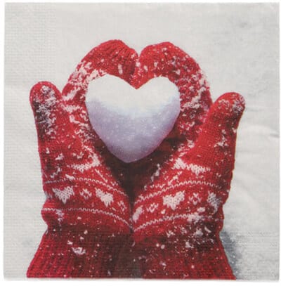 15x 20 Servetten 3-laags 1/4 vouw 33 cm x 33 cm Mittens in the Snow