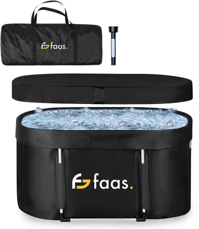 IJsbad XL - 420L - Opvouwbaar Zitbad - met Deksel - Ice Bath - Met Accessoires - Zwart - van Faas