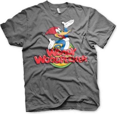 Woody Woodpecker Heren Tshirt -S- Classic Logo Grijs