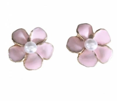 Clip oorbellen- Bloem -Roze- 1.5 cm- geen gaatje- Charme Bijoux