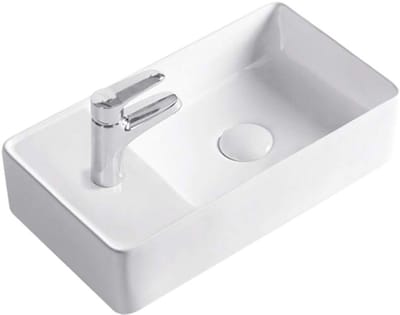 Keramische Wastafel - Gastentoilet Wasbak - Kleine Ruimtes - Dunne Rand Design - 46x25cm - Briljant Wit
