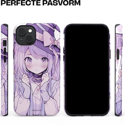 Casetastic hoesje geschikt voor Apple iPhone 15 Plus - MagSafe - Dubbellaagse bescherming - Strik en Staren - Fashion Case - Lila Lichtgrijs Wit Lichtroze