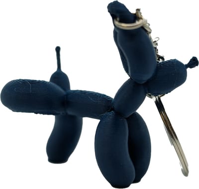 Plassende ballon hond sleutelhanger - Donker blauw - 3d geprint - Cadeau liefhebber – Sleutelhanger dier – 5cm