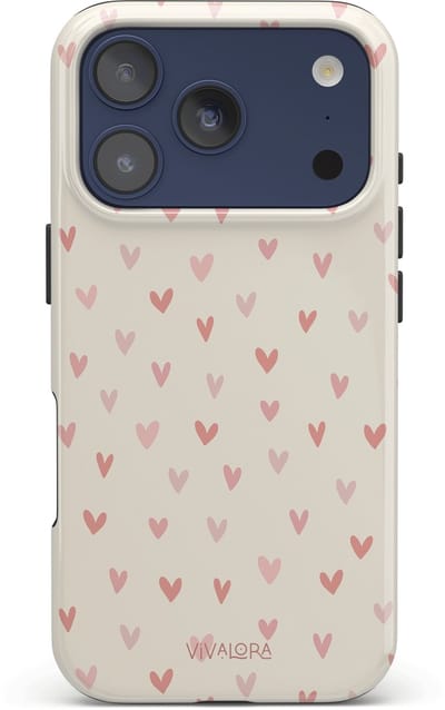 VivaLora Tough Telefoonhoesje iPhone 17 Pro met MagSafe - Hartjes Print - Love Confetti - 2-in-1 Phone Case - Hard Case & Siliconen Backcover - Extra Bescherming - Shockproof Cover - Roze