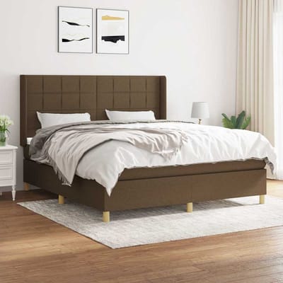 vidaXL - Boxspring - met - matras - stof - donkerbruin - 160x200 - cm