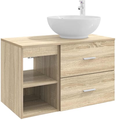 vidaXL - Badkamermeubel - Set - 2 - st - Sonoma - Eiken - Bewerkt - hout