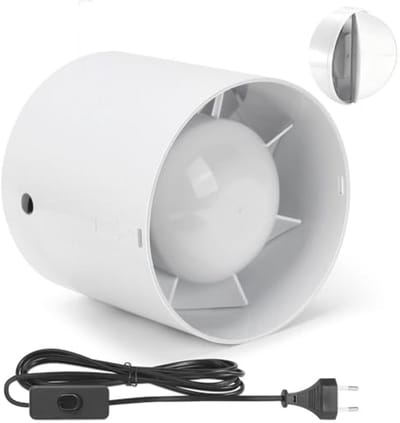 Stille Duct Ventilator 100 mm met Terugslagklep, 130 m³/h, Voor Badkamer, Toilet, Keuken