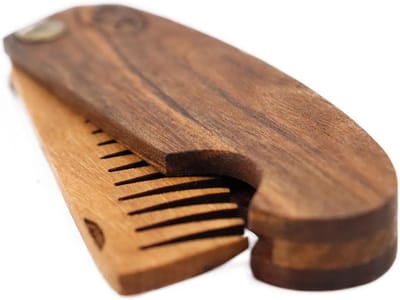 Houten Kam Mannen - Zachte Borstel - Baard Styling - Handgemaakt Vakmanschap - Reisformaat Compact - Walnoot Bruin