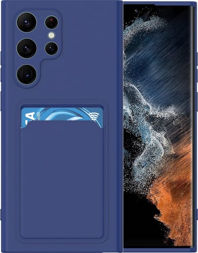 LuxeBass Hoesje geschikt voor Samsung S22 Ultra - Siliconen hoesje - Blauw - Pasjeshouder- telefoonhoesjes - gsm hoesje - telefoonhoes - telefoonhoes - gsm hoes - telefoonhoesje