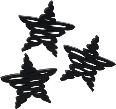 Strooidecoratie zwarte sterren Kerst hout Ø4cm 72 st, 72 Stück