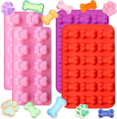 Bakken voor Honden: 4-delige Silicone Bakmat voor Dog Cookies, BPA-vrij en Ideaal voor DIY Hondensnoepjes