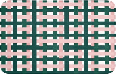 WC mat 80x50 cm - Antislip - Vlechtpatroon - Groen - Roze - Grafisch - Toiletmat - Vloermat - Douchemat - Toilet tapijt - Toiletmatten