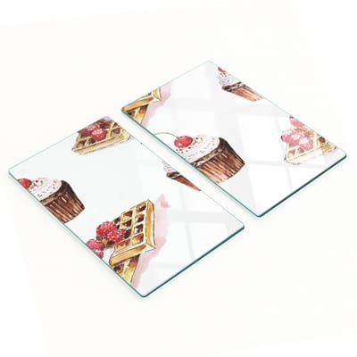 Decoratieve glazen snijplanken voor in de keuken met afbeeldingen van desserts, 2x30x52 cm