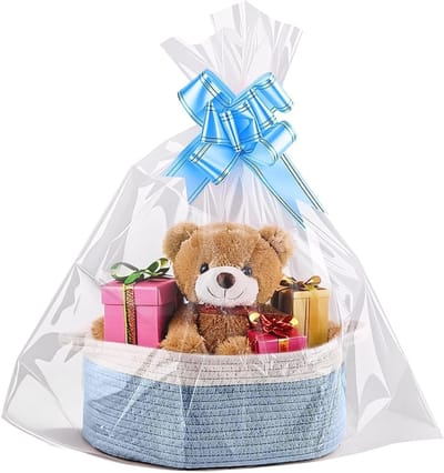 Grote Lege Cadeaumand met Handvatten, Ideaal voor Opslag, Feestdagen en Cadeaus (Blauw)