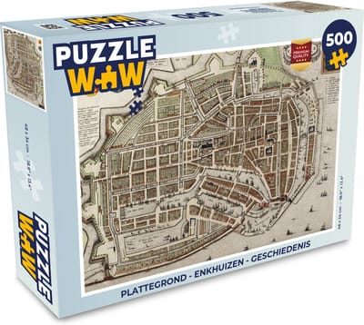 Puzzel Plattegrond - Enkhuizen - Geschiedenis - Legpuzzel - Puzzel 500 stukjes - Stadskaart