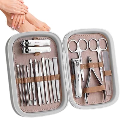 Nagelverzorgingsset - Manicure set - Persoonlijke verzorging - 18-delige kit - Compact design - Zilver