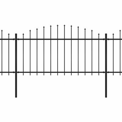 vidaXL - Tuinhek - met - speerpunt - staal - 1506x150 - cm - zwart