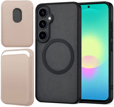 Hoesje + Pasjeshouder geschikt voor Samsung Galaxy A27 5G - Portemonnee geschikt voor MagSafe - Magnetisch - Pasjes Houder - Creditcardhouder - Goud